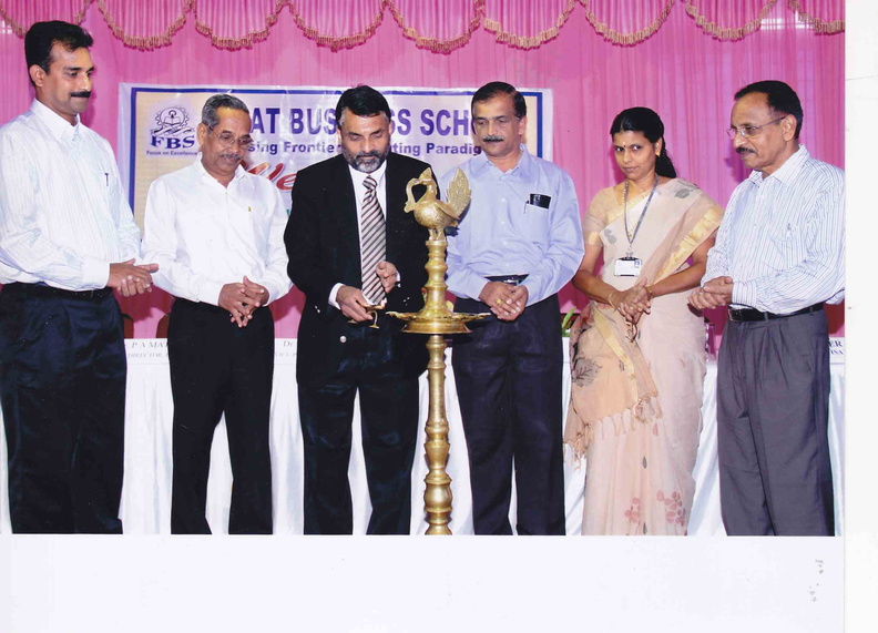 6th July 2011
Mr. Abraham Thariyan, Executive Director, South Indian Bank inaugurated the MBA Programme 2011-13 of FISAT Business School. Mr. E K Rajavarma presided the meeting held in this connection. Dr. P A Mathew, Director, FBS, Dr. Pailo Paul, Dr. C Sheela and Dr. K S M Panicker spoke on the occasion. MBA Programme 2011-13 inaugurated